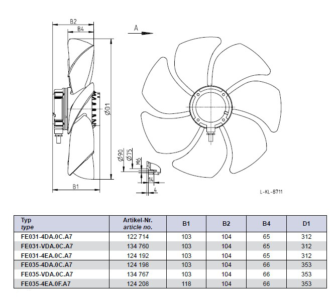 Габаритные размеры FE035-4DA.0C.V7