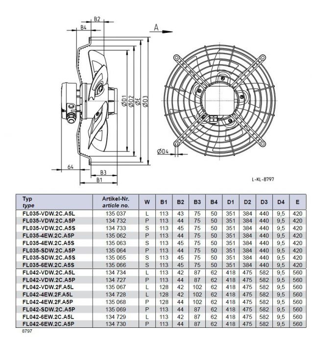 Габаритные размеры FL042-6EW.2C.A5P