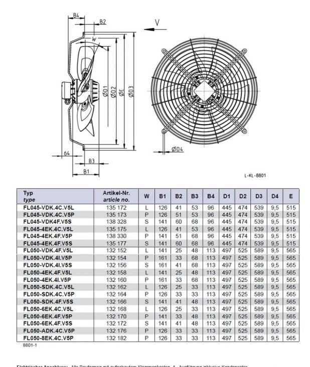 Габаритные размеры FL050-6EK.4C.V5L