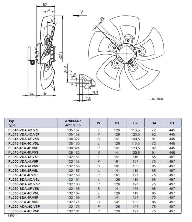 Габаритные размеры FL050-SDA.4C.V5L