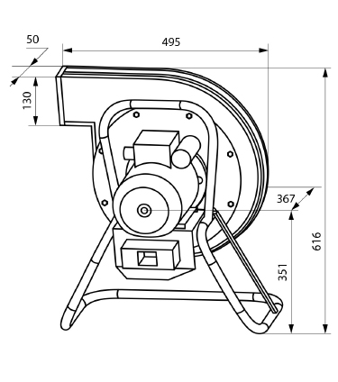 Габаритные размеры и исполнение батутного вентилятора ВР-3,15 БШ