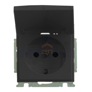 Розетка ABB Basic 55 с крышкой цвет черный (20 EUK-95)