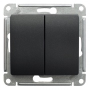 Двухклавишный переключатель 10А механизм SE Glossa, антрацит