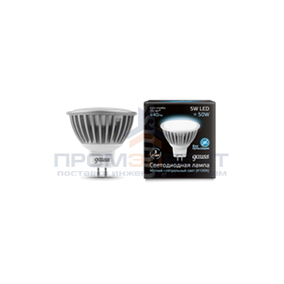 Лампа Gauss LED MR16 GU5.3 5W SMD AC220-240V 4100K FROST 1/10/100