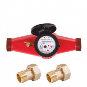 Счетчик для горячей воды многоструйный ЭКО НОМ СВДМ-32Г - 1"1/4 (со сгонами, чугун)