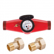 Счетчик для горячей воды многоструйный ЭКО НОМ СВДМ-40Г - 1"1/2 (со сгонами, чугун)