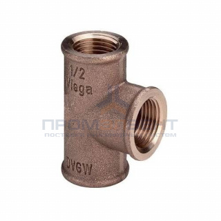 Тройник редукционный Viega 3130 - 2" x 1" x 2" (резьбовой, бронза без покрытия)