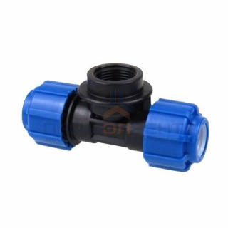 Тройник с переходом на внутреннюю резьбу Политэк - 40 x 3/4" (винтовой, для труб ПНД)