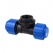 Тройник с переходом на внутреннюю резьбу Политэк - 40 x 3/4" (винтовой, для труб ПНД)