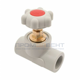 Кран вентильный FV-Plast - 32 (для полипропиленовых труб под пайку, цвет серый, ручка барашек)