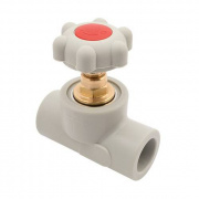 Кран вентильный FV-Plast - 32 (для полипропиленовых труб под пайку, цвет серый, ручка барашек)