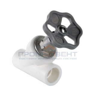 Кран вентильный косой VALTEC VTp.714 - 25 (для полипропиленовых труб под пайку, цвет белый)