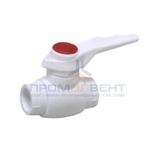 Кран шаровой Fusitek - 25 (Пайка/Пайка, ручка-рычаг белая с красной меткой)