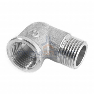 Отвод 90° латунный резьбовой равнопроходный STOUT (НР/ВР) - 3/8" (никелированный)