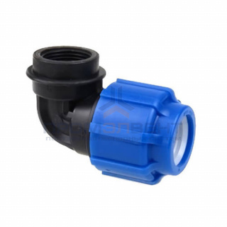 Переход на внутреннюю резьбу угловой Политэк - 50 x 1"1/2 (винтовой, для труб ПНД)