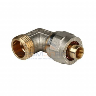 Переход на наружную резьбу угловой STOUT - 20 x 3/4" (винтовой, для металлопластиковых труб)