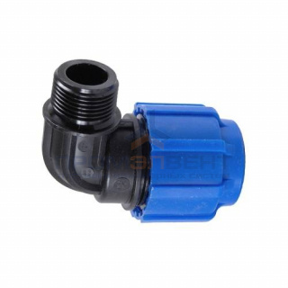 Переход на наружную резьбу угловой Политэк - 25 x 3/4" (винтовой, для труб ПНД)