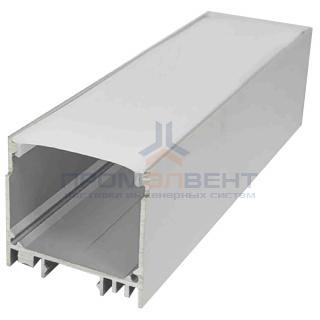 08-23 Профиль алюминиевый для светодиодной ленты, анод., П-образный , универсальный, серебро, 35х32мм, 2м, шир. ленты до 25мм, индивидуальная упаковка (рассеиватель матовый, заглушки - 2шт.).