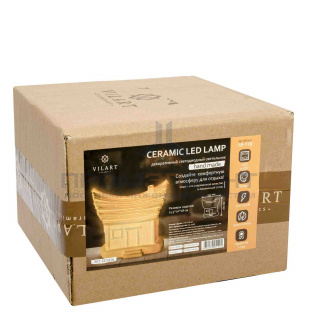 18-118 Светильник декоративный, настольный, "Избушка", керамический, светодиодный, 3xАА, размер: 13.5*20*18 см.