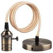 Подвес LH129 со шнуром для ламп 230V E27 1м алюм. патрон 67x40x68mm основание 95x17mm черное золото