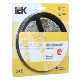 Лента LED 5м  блистер  LSR-5050WW30-7,2-IP20-12V IEK