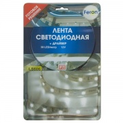 Светодиодная лента LS606 с драйвером 60W 60SMD(5050)/м 14.4W/м 12V 6500К IP20 3000x10x2,32mm