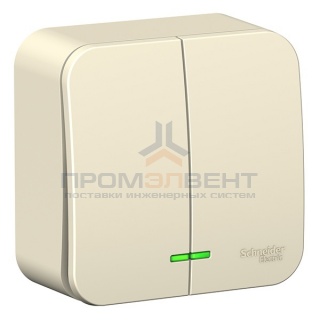 Выключатель 2-клавишный с подсветкой (cх.5) Blanca Schneider Electric 6А 250В молочный изол.пластина