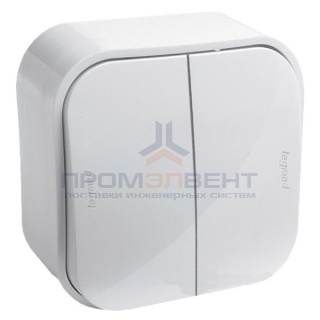 Выключатель двухклавишный Legrand Quteo белый [уп 20шт]