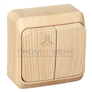 Выключатель двухклавишный с подсветкой Этюд сосна [уп 25 шт]