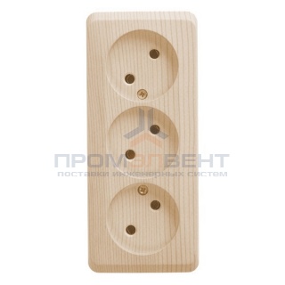 Розетка тройная б/з Этюд сосна [уп 11шт]