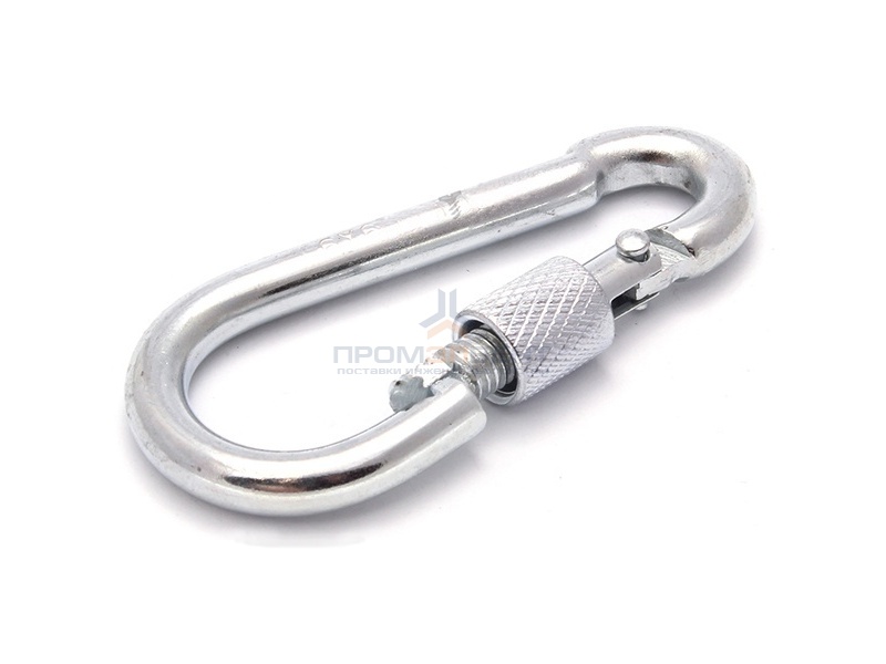 Карабин пожарный М8 DIN5299D c фиксатором оцинкованный