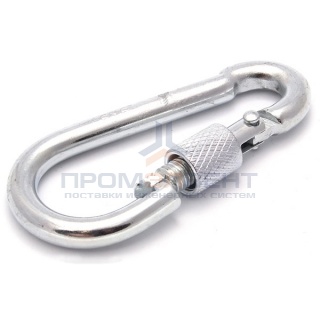 Карабин пожарный М8 DIN5299D c фиксатором оцинкованный