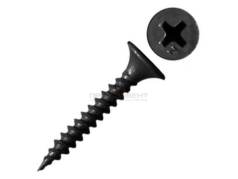 Саморез гипсокартон/металл СГМ 4.2х65 черные с частой резьбой (ведро 250шт)