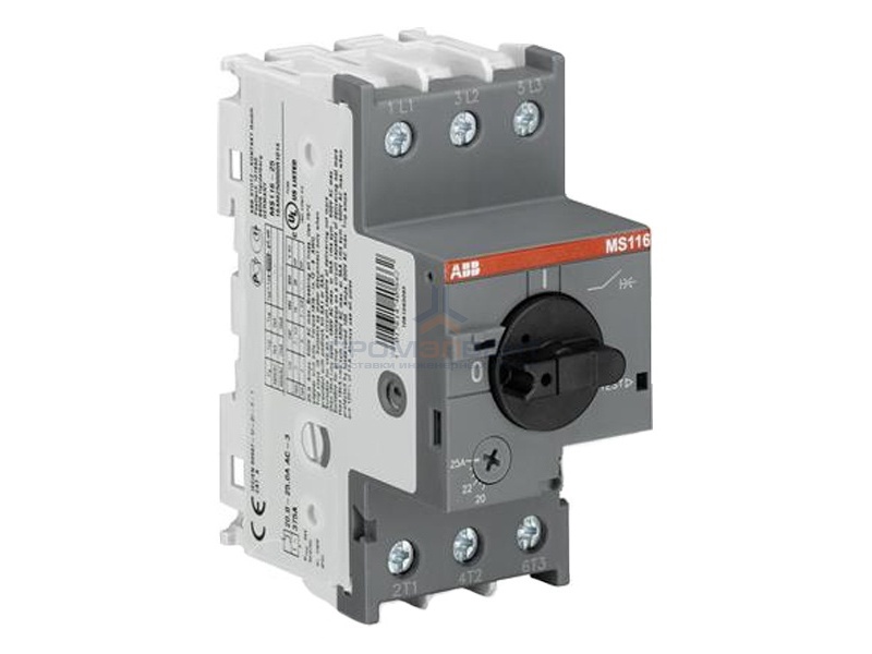 Автомат ABB MS116-25 10кА с регулируемой тепловой защитой 20A - 25А