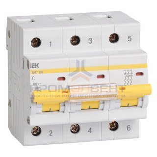 Автоматический выключатель ВА 47-100 3Р 32А 10 кА характеристика С ИЭК (автомат)
