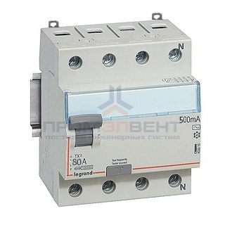 УЗО Legrand DX3 ВДТ 4П 80А 500мА тип A